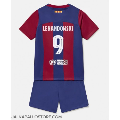 Barcelona Robert Lewandowski #9 Kotipaita Lapsille 2023-24 Lyhythihainen (+ shortsit)